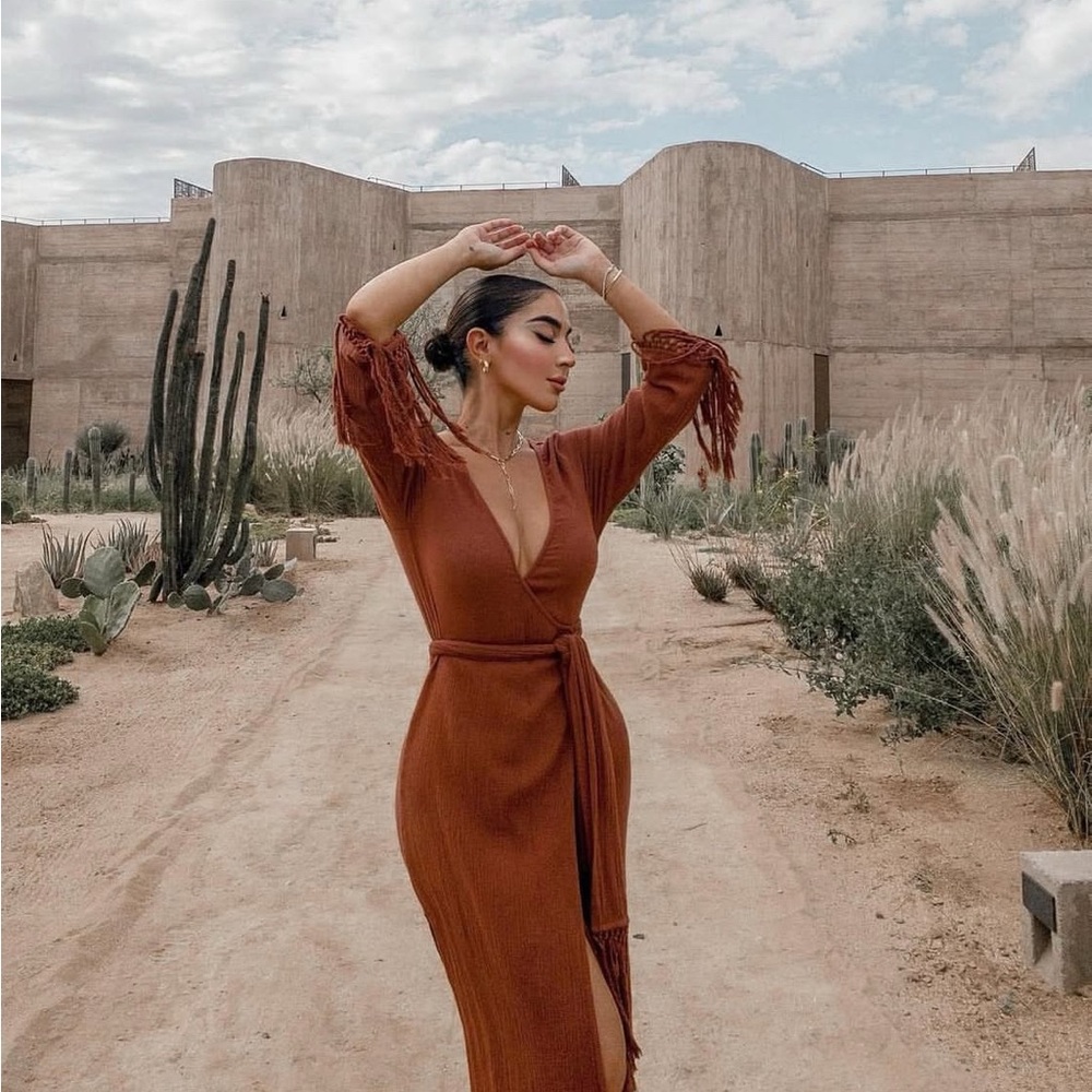 Elegant Brown Wrap Dress